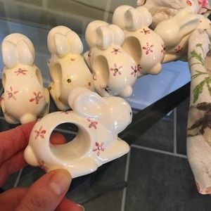 Set of 8 Cottontale Bunny Rabbit Napkin Ring Holders White